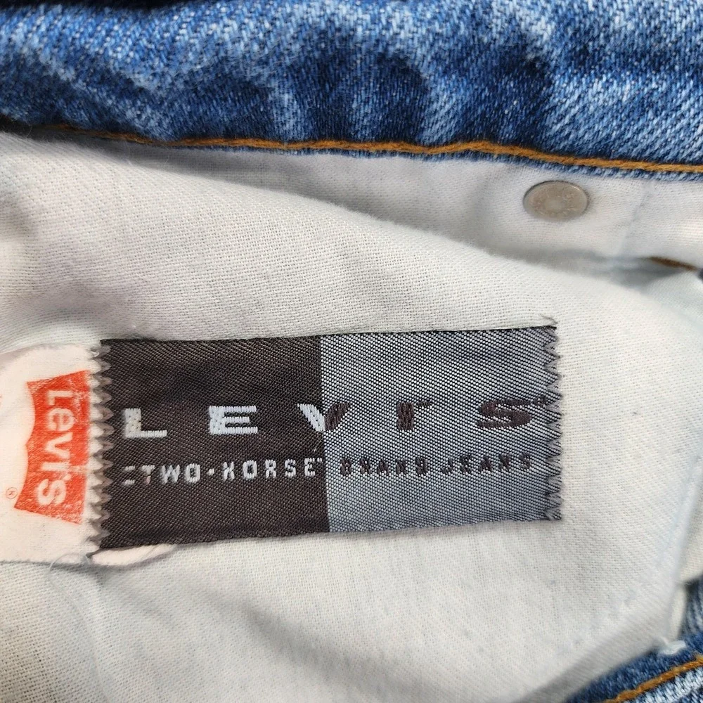 Vintage Levi's Jeans Mens 36x31 Blue Two Horse Straight Leg Leather Tab USA 90s‎